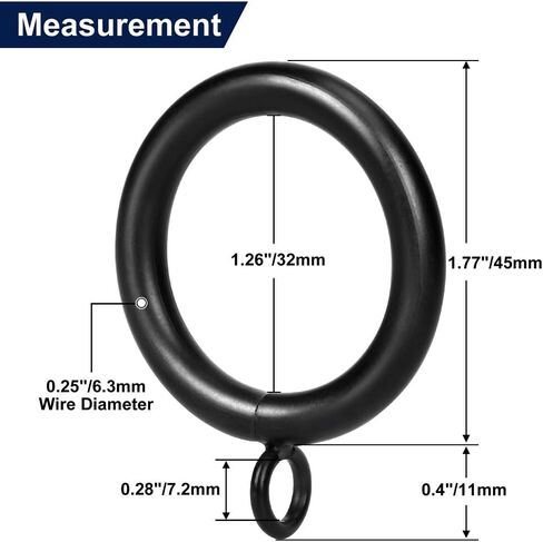 حلقة ستارة معدنية 28 قطعة بقطر داخلي 1 1/4 بوصة مع فتحات تناسب ما يصل إلى 1 بوصة قطر سلك كبير (نيكل ساتان - 28 قطعة) in Kuwait