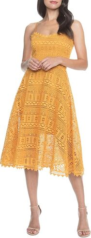 Dress the Population Women's Brenna Sleeveless Lace Fit & Flare Midi Dress in Saudi Arabia