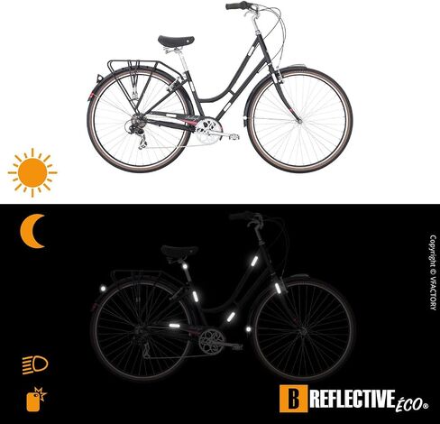 B REFLECTIVE Éco Multi، مجموعة 12 ملصقات عاكسة للضوء، أمان عالي الرؤية ليلاً، لاصق عالمي للدراجة/عربة الأطفال/العربات التي تجرها الدواب/الخوذة/الدراجة النارية/السكوتر/الألعاب، أسود in Kuwait