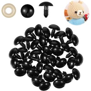 80 قطعة من عيون السلامة وغسالات 18 مم، عيون أمان 18 مم للكروشيه، عين كروشيه بلاستيكية كبيرة من البلاستيك الأسود للحيوانات المحشوة، حيوانات الدمى لصناعة زخارف الهالوين in Kuwait