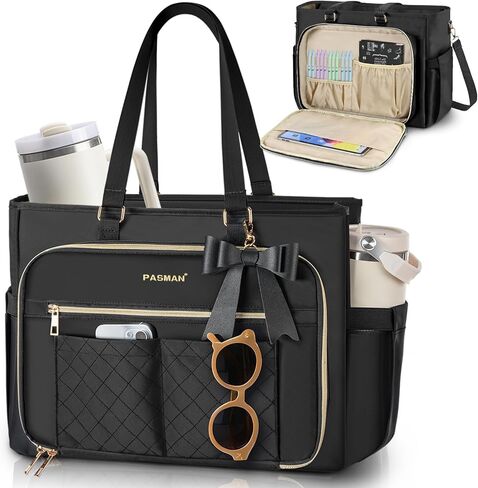 Teacher Tote Bag for Women,Multi-Pocket Laptop & Nurse Work Bag with Cup Holder,Structured Business Briefcase Computer Purse in Kuwait