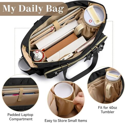 Teacher Tote Bag for Women,Multi-Pocket Laptop & Nurse Work Bag with Cup Holder,Structured Business Briefcase Computer Purse in Kuwait