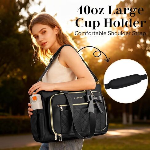 Teacher Tote Bag for Women,Multi-Pocket Laptop & Nurse Work Bag with Cup Holder,Structured Business Briefcase Computer Purse in Kuwait
