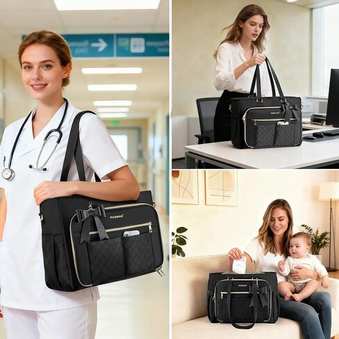 Teacher Tote Bag for Women,Multi-Pocket Laptop & Nurse Work Bag with Cup Holder,Structured Business Briefcase Computer Purse in Kuwait
