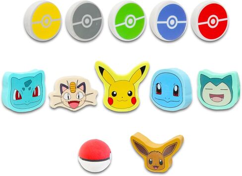 Pokemon Party Favor Set - Bundle with 15 Erasers Featuring Pokeball, Charmander, Bulbasaur, More Plus Trading Cards, Stickers | Pokemon Party Supplies Kit for Kids, Boys, Girls in Saudi Arabia