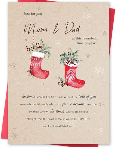 Christmas Card for Dad Mom, Merry Christmas Card & Gifts for Father and mother from Daughter Son, Xmas Cards for Daddy Mommy in Saudi Arabia