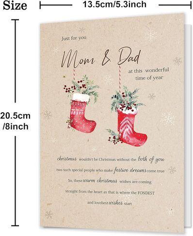 Christmas Card for Dad Mom, Merry Christmas Card & Gifts for Father and mother from Daughter Son, Xmas Cards for Daddy Mommy in Saudi Arabia