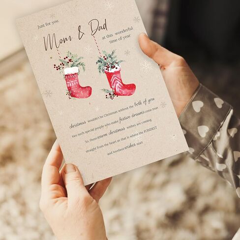 Christmas Card for Dad Mom, Merry Christmas Card & Gifts for Father and mother from Daughter Son, Xmas Cards for Daddy Mommy in Saudi Arabia