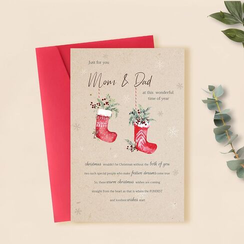 Christmas Card for Dad Mom, Merry Christmas Card & Gifts for Father and mother from Daughter Son, Xmas Cards for Daddy Mommy in Saudi Arabia
