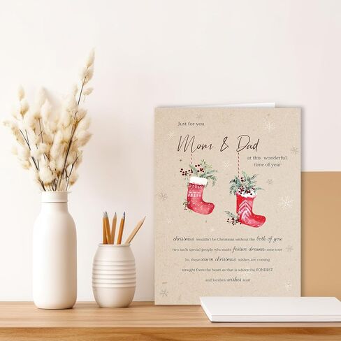 Christmas Card for Dad Mom, Merry Christmas Card & Gifts for Father and mother from Daughter Son, Xmas Cards for Daddy Mommy in Saudi Arabia