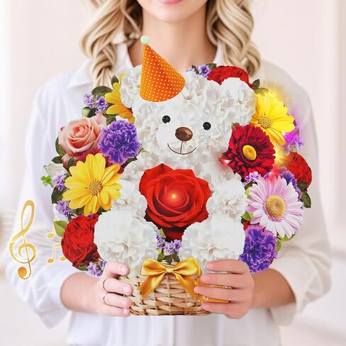 Birthday Cards with MUSIC & LIGHTS, Pop Up Happy Birthday Card, Sunflower & Butterfly, 10 Inch Life Sized Forever Flower Bouquet Gifts for Women Mom Grandma in Kuwait