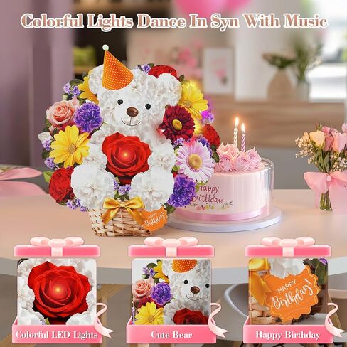 Birthday Cards with MUSIC & LIGHTS, Pop Up Happy Birthday Card, Sunflower & Butterfly, 10 Inch Life Sized Forever Flower Bouquet Gifts for Women Mom Grandma in Kuwait