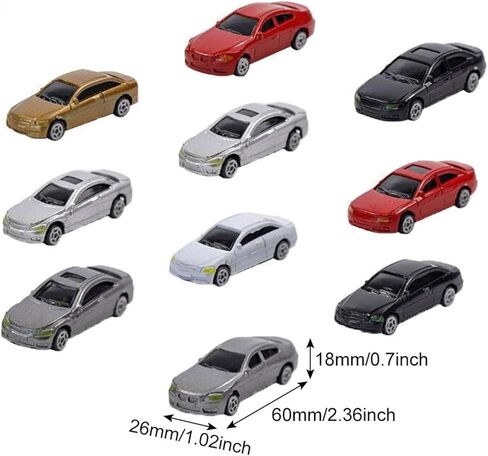10Pcs HO Scale Model Vehicle Car, 1/87 Mini Vehicle Racing Car Architecture Model Train Accessories for Parking Scenery Street Layout Table Diorama Decoration in Saudi Arabia