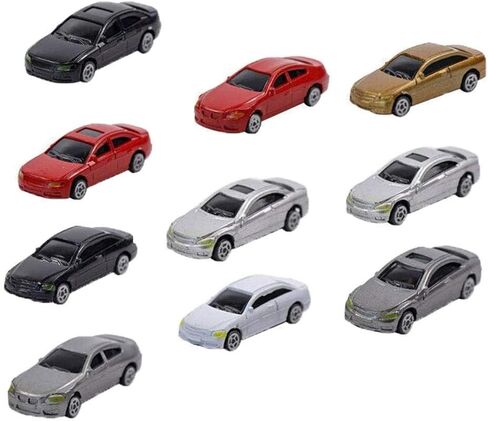 10Pcs HO Scale Model Vehicle Car, 1/87 Mini Vehicle Racing Car Architecture Model Train Accessories for Parking Scenery Street Layout Table Diorama Decoration in Saudi Arabia