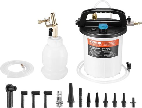 VEVOR Brake Bleeder Kit, 3L Brake Fluid Extractor with 1L Siphon Refilling Bottle & 13 Hose Connectors, Complete Brake Fluid Bleeder Kit with Extended Silicone Hose & Handle, Fit for Most Vehicles in Saudi Arabia