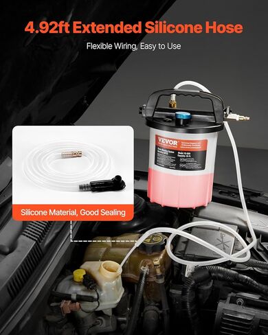 VEVOR Brake Bleeder Kit, 3L Brake Fluid Extractor with 1L Siphon Refilling Bottle & 13 Hose Connectors, Complete Brake Fluid Bleeder Kit with Extended Silicone Hose & Handle, Fit for Most Vehicles in Saudi Arabia