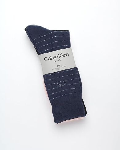 Calvin Klein Men's Dress Socks - 4 Pack Soft Cotton Blend, Striped Crew Socks - Casual Long Work Socks for Men (Sizes: 7-12) in Saudi Arabia