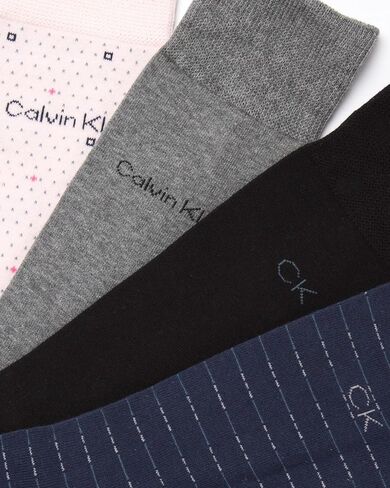 Calvin Klein Men's Dress Socks - 4 Pack Soft Cotton Blend, Striped Crew Socks - Casual Long Work Socks for Men (Sizes: 7-12) in Saudi Arabia