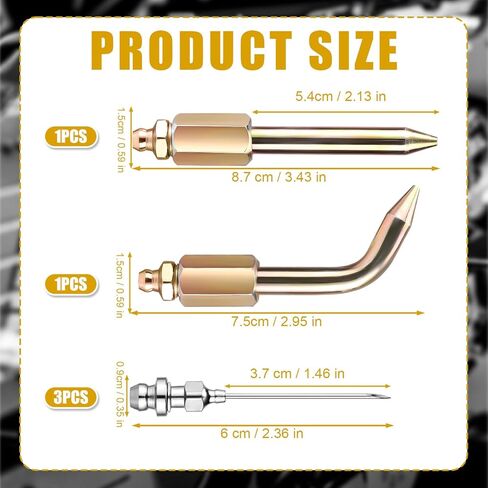5pcs Grease Gun Needle Tip Adapter Kit, Include 1 Straight & Bend Nozzle 2 Needles 1 Grease Gun Needle Coupler Adaptor with Cover Accessories Greasing Fitting for Small Narrow Space Deep Hole in Saudi Arabia
