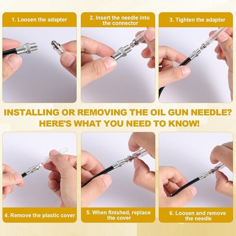 5pcs Grease Gun Needle Tip Adapter Kit, Include 1 Straight & Bend Nozzle 2 Needles 1 Grease Gun Needle Coupler Adaptor with Cover Accessories Greasing Fitting for Small Narrow Space Deep Hole in Saudi Arabia