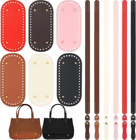 Sunnymove 24 Pcs Bag Bases for Crochet Purse Kit Include 6 Bag Bases 12 Leather Purse Straps 6 Snap Buckles for DIY Shoulder Packet Making Craft, 6 Colors in Saudi Arabia