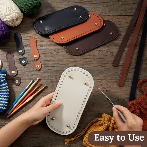 Sunnymove 24 Pcs Bag Bases for Crochet Purse Kit Include 6 Bag Bases 12 Leather Purse Straps 6 Snap Buckles for DIY Shoulder Packet Making Craft, 6 Colors in Saudi Arabia