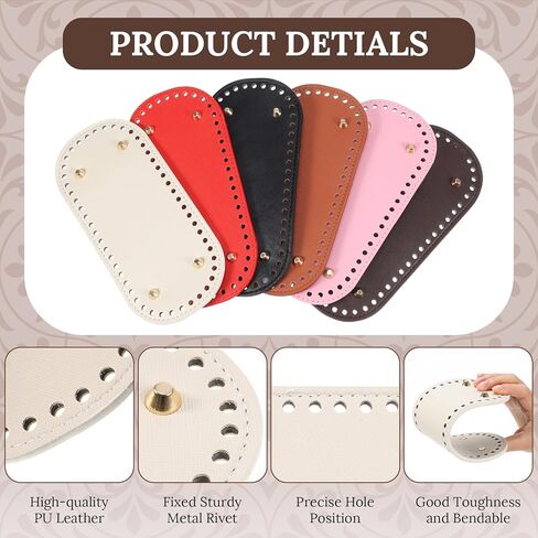 Sunnymove 24 Pcs Bag Bases for Crochet Purse Kit Include 6 Bag Bases 12 Leather Purse Straps 6 Snap Buckles for DIY Shoulder Packet Making Craft, 6 Colors in Saudi Arabia