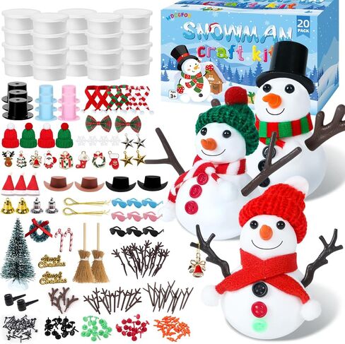 MDCGFOD Snowman Crafts for Kids 9 Pack Build Snowman Craft Kit Christmas Stocking Stuffers for Kids Christmas Indoor Outdoor Holiday Decor Crafts Gift for Ages 3 4 5 6 7 8 (20) in Saudi Arabia