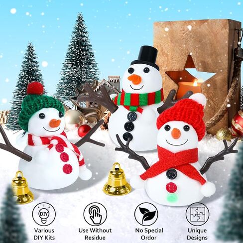 MDCGFOD Snowman Crafts for Kids 9 Pack Build Snowman Craft Kit Christmas Stocking Stuffers for Kids Christmas Indoor Outdoor Holiday Decor Crafts Gift for Ages 3 4 5 6 7 8 (20) in Saudi Arabia