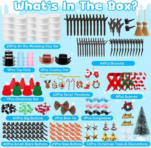 MDCGFOD Snowman Crafts for Kids 9 Pack Build Snowman Craft Kit Christmas Stocking Stuffers for Kids Christmas Indoor Outdoor Holiday Decor Crafts Gift for Ages 3 4 5 6 7 8 (20) in Saudi Arabia
