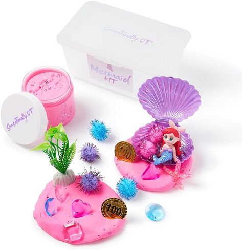 مجموعة العجين الحسية الصغيرة على شكل حورية البحر - هدية مثالية للعطلات لمحبي المحيط الصغير in Kuwait