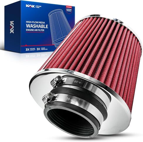 KAX Premium Washable Engine Air Filter, Universal Clamp-On Air Intake Filter, Reusable, High Performance, Increase Power & Towing, 2.75" 70 mm Inlet in Saudi Arabia