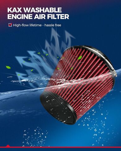 KAX Premium Washable Engine Air Filter, Universal Clamp-On Air Intake Filter, Reusable, High Performance, Increase Power & Towing, 2.75" 70 mm Inlet in Saudi Arabia