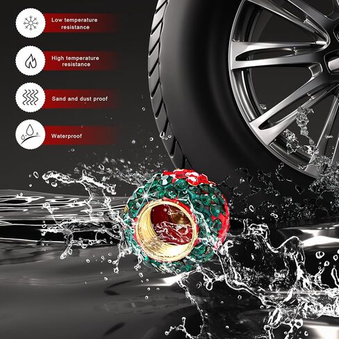 4 PCS Strawberry Car Tire Valve Stem Caps, Bling Attractive Dustproof Wheel Tire Valve Covers, Handmade Crystal Rhinestone Stem Air Caps for Car SUV Truck Bike Motorcycle (Red) in Saudi Arabia