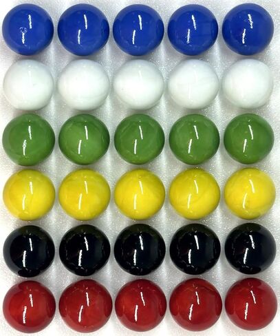 لعبة كبيرة ~ 30 قطعة كبيرة 3/4 بوصة (19 مم) من الرخام الزجاجي الصلب البديل للمدقق الصيني، والتفاقم، والواهو، والرخام القذر، ولعبة اللوحة (5 من كل لون) in Kuwait