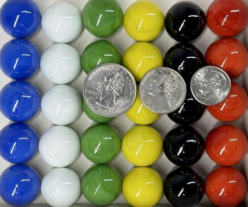 لعبة كبيرة ~ 30 قطعة كبيرة 3/4 بوصة (19 مم) من الرخام الزجاجي الصلب البديل للمدقق الصيني، والتفاقم، والواهو، والرخام القذر، ولعبة اللوحة (5 من كل لون) in Kuwait