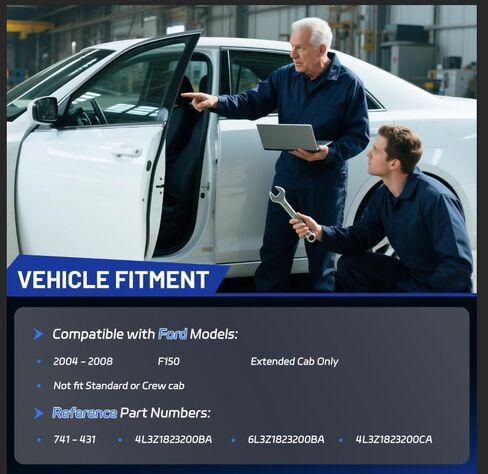 741-431 منظم نافذة الطاقة مع محرك أمامي يمين الركاب متوافق مع Ford F-150 2004 2005 2006 2007 2008 (كابينة ممتدة فقط)، استبدل OE 4L3Z1823200BA، 4L3Z1823200CA in Kuwait