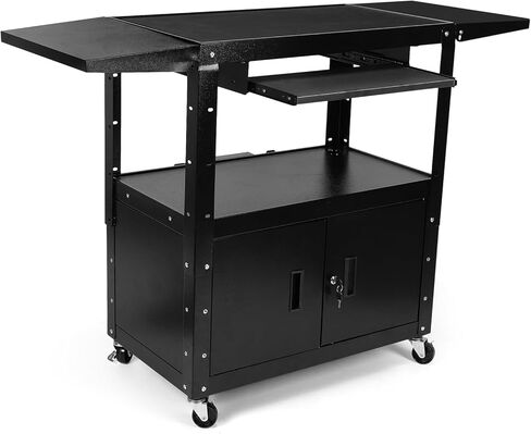 Mobile AV Cart with Locking Cabinet Projector Cart with Pullout Keyboard Tray & Cord Management for Computer Laptop Projector Printer in Saudi Arabia