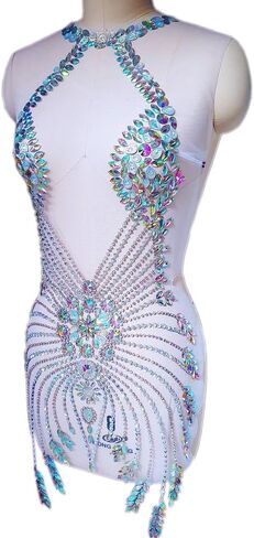 Handmade Rhinestone Beads Deep V Applique Crystal Patches for Wedding Dress in Kuwait