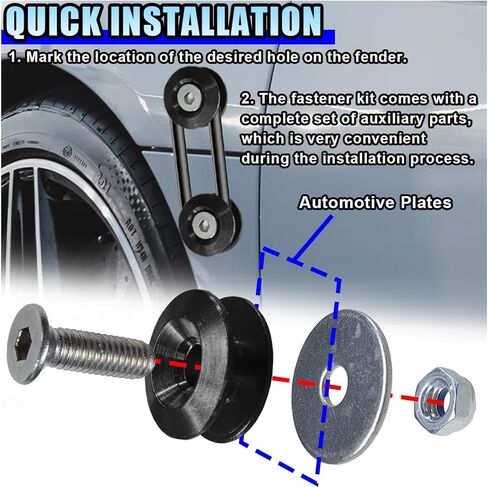 Car Bumper Quick Release Clips Fasteners Kit, Universal Trunk Fenders Hatch Lids Car Front Rear Bumper Holders with Washer and Stainless Steel Screws for Most Car Hatches, Hoods (Silver) in Saudi Arabia