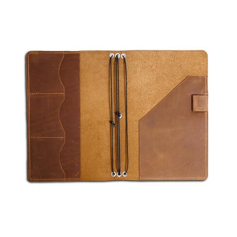 Leather Journal Cover A5 – Full Grain Handmade Notebook Cover with Card Slots, Pen Loop & Elastic Bands – Refillable Field Notes Planner for Work, Study & Travel, Premium Leather Gift Non-Custom in Saudi Arabia