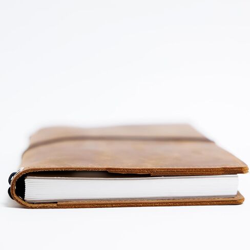Leather Journal Cover A5 – Full Grain Handmade Notebook Cover with Card Slots, Pen Loop & Elastic Bands – Refillable Field Notes Planner for Work, Study & Travel, Premium Leather Gift Non-Custom in Saudi Arabia