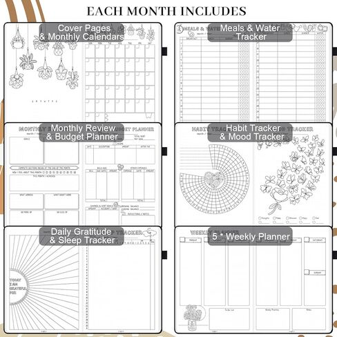 Premade Bullet Style Notebook with Hand-Drawn Pages, Dotted Journal with Unique Pre-Made Bullet Templates, Undated Planner with Weekly Spreads & Monthly Themes, 12 Months, A5 Linen Hardcover in Saudi Arabia