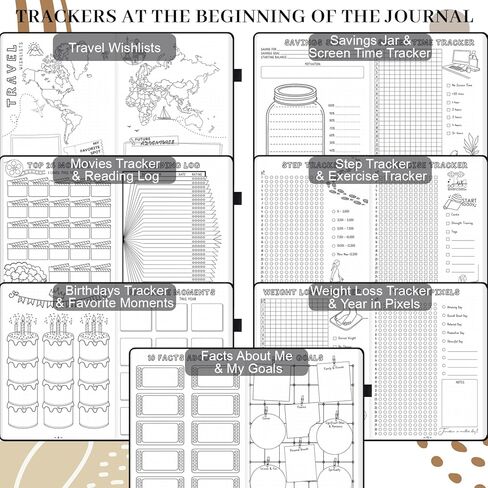Premade Bullet Style Notebook with Hand-Drawn Pages, Dotted Journal with Unique Pre-Made Bullet Templates, Undated Planner with Weekly Spreads & Monthly Themes, 12 Months, A5 Linen Hardcover in Saudi Arabia