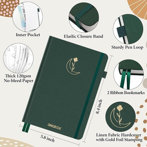 Premade Bullet Style Notebook with Hand-Drawn Pages, Dotted Journal with Unique Pre-Made Bullet Templates, Undated Planner with Weekly Spreads & Monthly Themes, 12 Months, A5 Linen Hardcover in Saudi Arabia