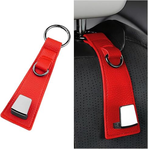 Car Seat Headrest Hook, Leather 360 Rotation Vehicle Seatback Bag Hanger Holder with Keyring, Hanging Auto Interior Storage Organizer, Universal for SUV Sedan Truck (Black) in Saudi Arabia