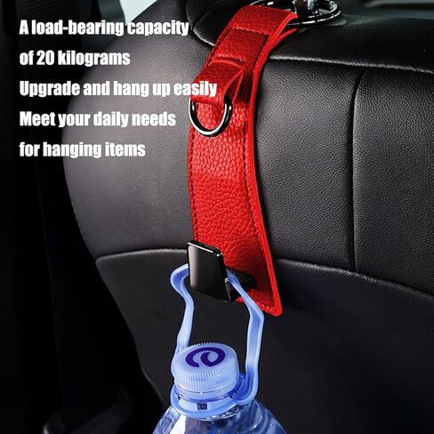Car Seat Headrest Hook, Leather 360 Rotation Vehicle Seatback Bag Hanger Holder with Keyring, Hanging Auto Interior Storage Organizer, Universal for SUV Sedan Truck (Black) in Saudi Arabia