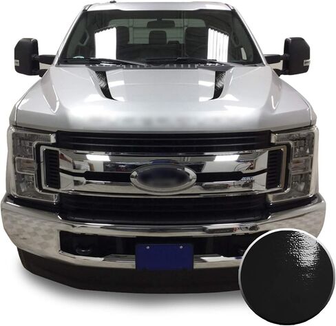 ملصق Gomu Hood Spears Stripes من الفينيل ملصق تراكب ملتف متوافق مع ويناسب Super Duty F250 F350 F450 2017 2018 2019 - أسود لامع in Kuwait
