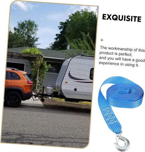 Healifty 6m Heavy Duty Tow Strap Boat Winch Strap Hook for Secure Towing Cargo Handling for Trailers and Vehicles Resistant to Wear and Abrasion in Kuwait