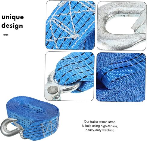 Healifty 6m Heavy Duty Tow Strap Boat Winch Strap Hook for Secure Towing Cargo Handling for Trailers and Vehicles Resistant to Wear and Abrasion in Kuwait